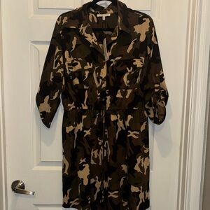 Speed Control Camouflage Shirt Dress